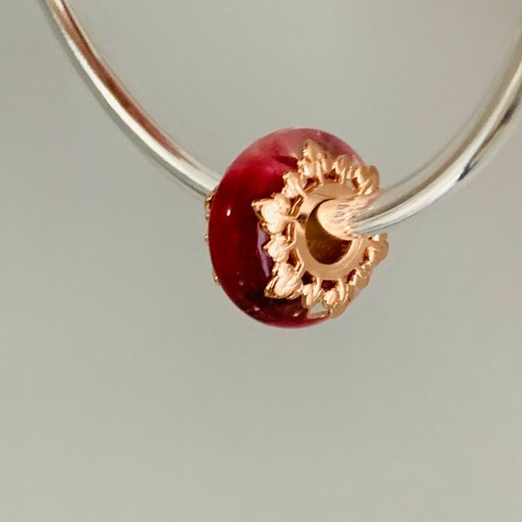 Pandora Pink Murano Glass & Leaves Charm 788244 - Picture 5 of 7